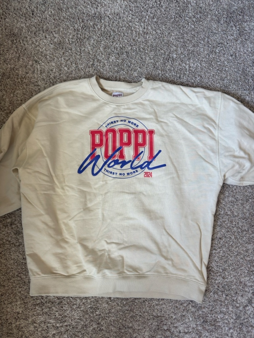 Poppi World Cream Graphic Sweatshirt 100% cotton